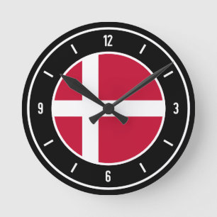 Denmark Flag Elegant Round Clock