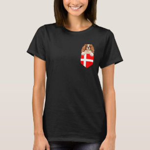 Denmark Flag English Toy Spaniel Dog In Pocket T-Shirt