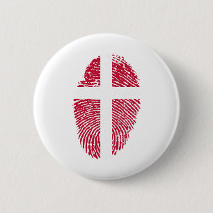 Denmark Flag Fingerprint Country Pride 6 Cm Round Badge