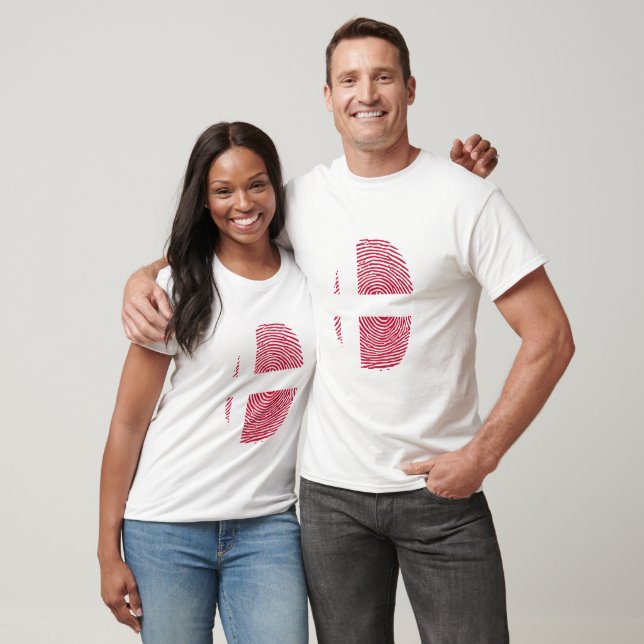 Denmark Flag Fingerprint T-Shirt (Unisex)