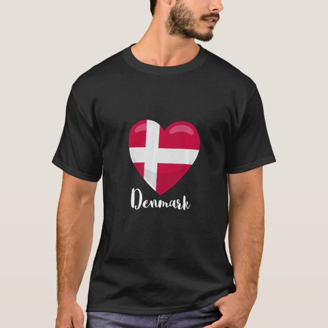 Denmark Flag Heart Dansk Proud Danmark Roots Danis T-Shirt (Front)