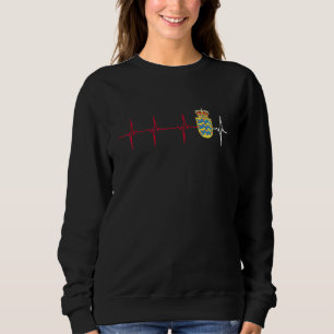 Denmark Flag Heart Heartbeat Danish Flag Distresse Sweatshirt
