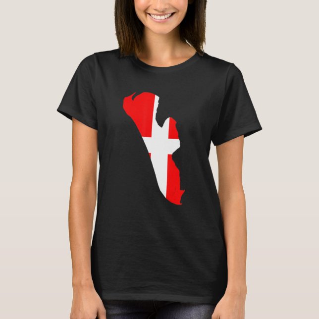 Denmark flag in Fanö outline Denmark T-Shirt (Front)