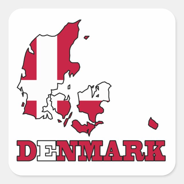 Denmark Flag in Map Square Sticker (Front)