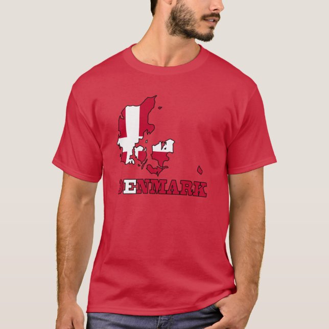 Denmark Flag in Map T-Shirt (Front)