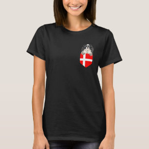 Denmark Flag Japanese Chin Dog In Pocket T-Shirt