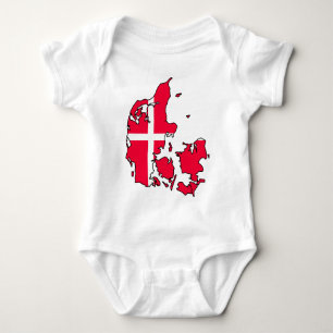 denmark flag map baby bodysuit
