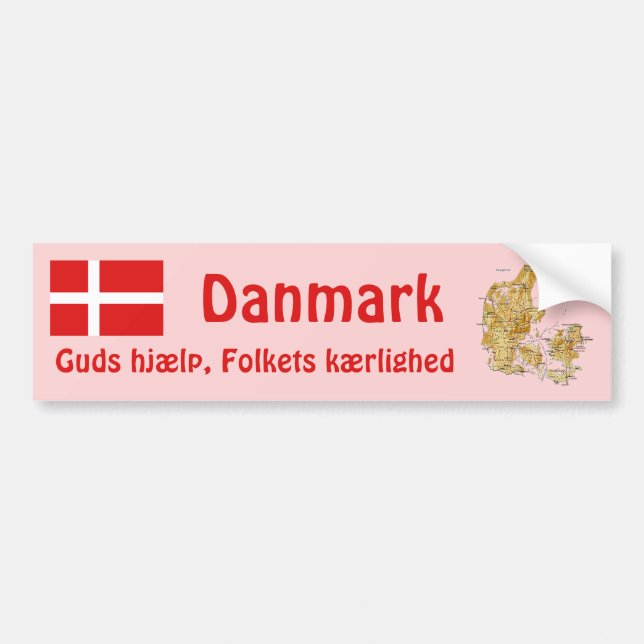 Denmark Flag + Map Bumper Sticker (Front)