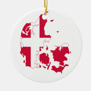 Denmark Flag Map Ceramic Tree Decoration