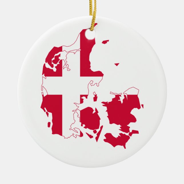 Denmark Flag Map Ceramic Tree Decoration (Front)