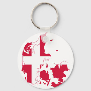 Denmark Flag map DK Key Ring