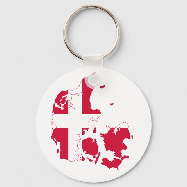 Denmark Flag Map Key Ring (Front)
