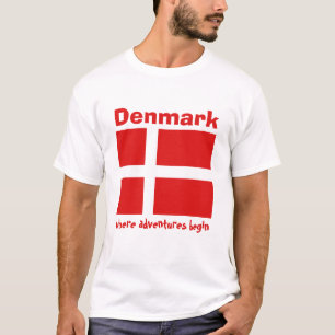 Denmark Flag + Map + Text T-Shirt