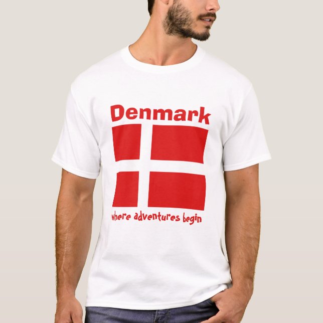 Denmark Flag + Map + Text T-Shirt (Front)