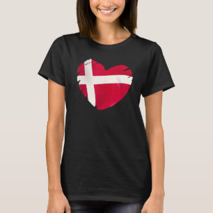 Denmark Flag On Shape Of Heart Denmark T-Shirt