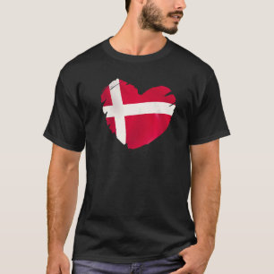 Denmark Flag On Shape Of Heart Denmark T-Shirt