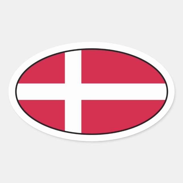 Denmark Flag Oval Sticker (Front)