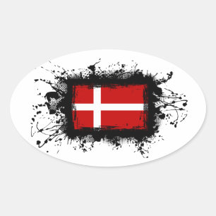 Denmark Flag Oval Sticker