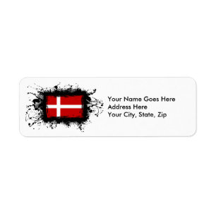 Denmark Flag Return Address Label