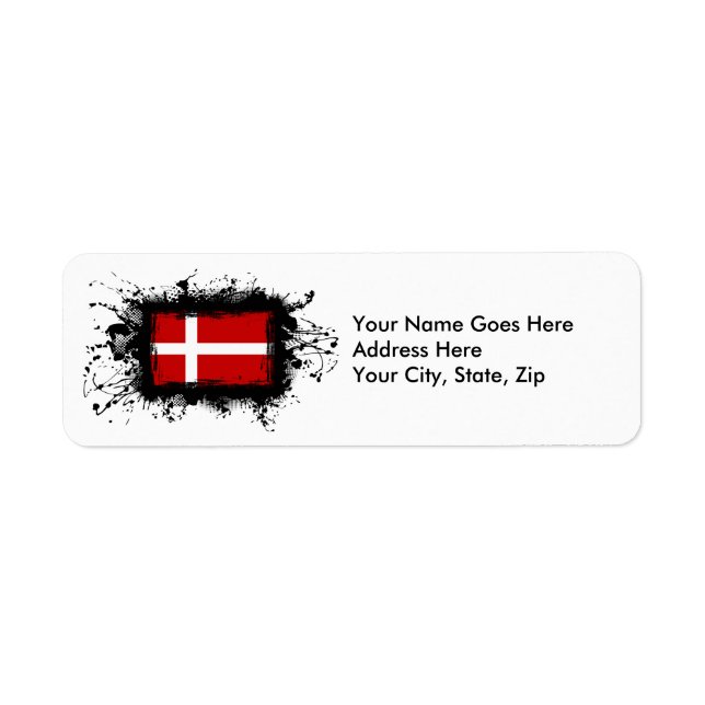 Denmark Flag Return Address Label (Front)
