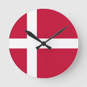 Denmark Flag Round Clock