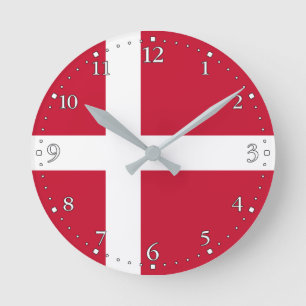 Denmark Flag Round Clock