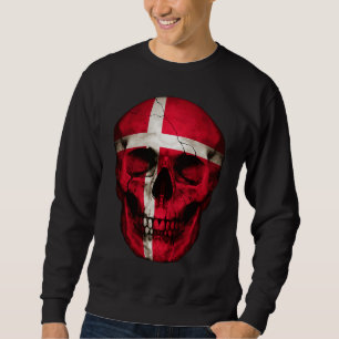 Denmark Flag Skull Danish Roots Proud Patriotic Sweatshirt