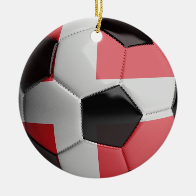 Denmark Flag Soccer Ball Ceramic Ornament (Front)