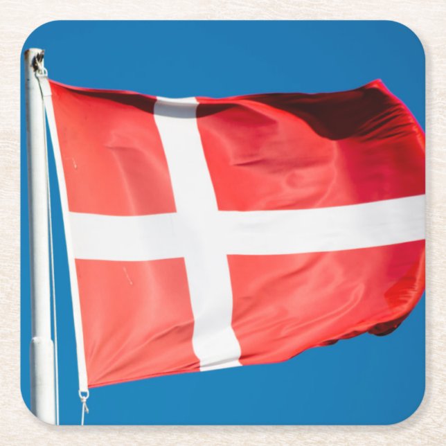 Denmark Flag Square Paper Coaster (Front)