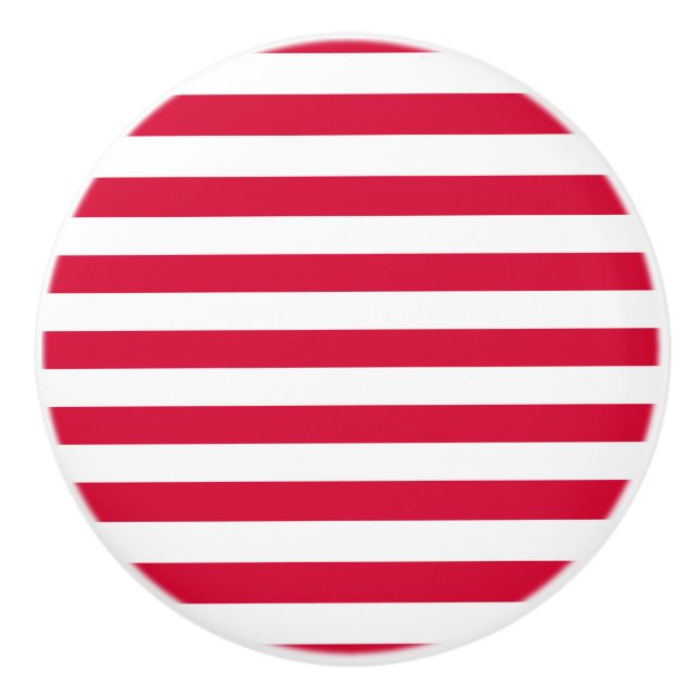 Denmark flag stripes country colour pattern red wh ceramic knob (Front)