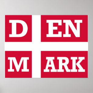 Denmark Flag Text Poster