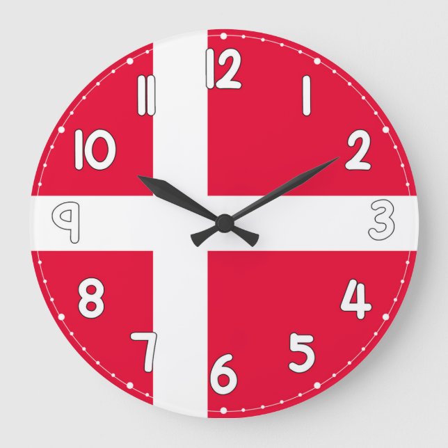 Denmark Flag Wall Clock – Patriotic Danish Decor (Front)