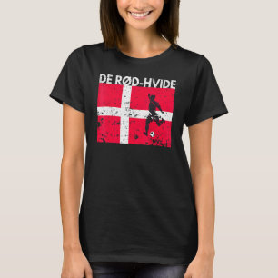 Denmark Football Team Fan Jersey Soccer De Rd Hvid T-Shirt