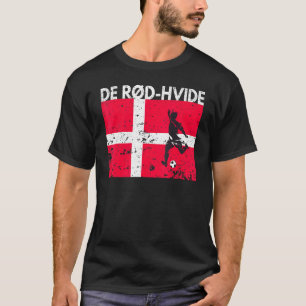 Denmark Football Team Fan Jersey Soccer De Rd Hvid T-Shirt