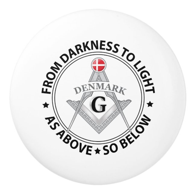 Denmark freemasonry sign ceramic knob (Front)