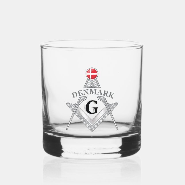 Denmark freemasonry sign whiskey glass (Front)