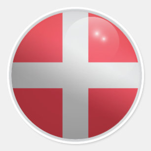 Denmark Glossy Circle Flag Classic Round Sticker