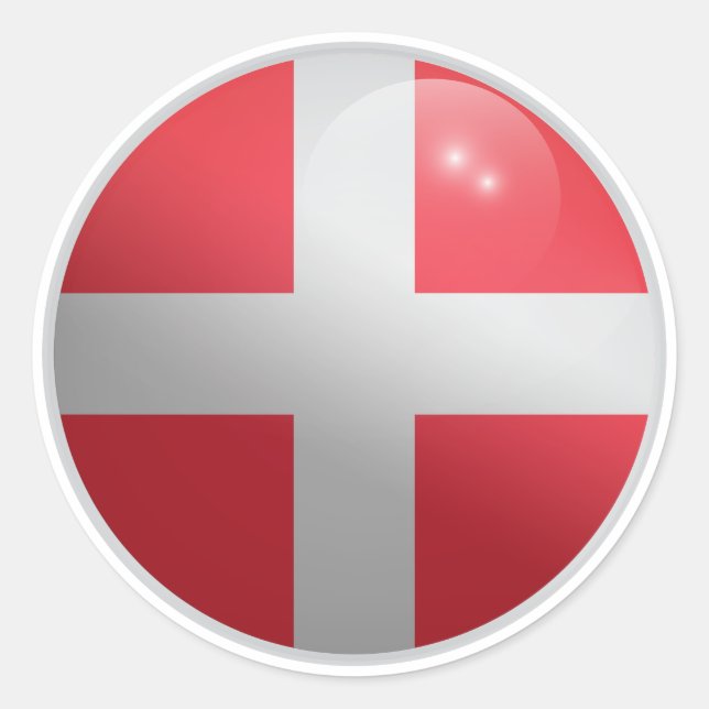 Denmark Glossy Circle Flag Classic Round Sticker (Front)