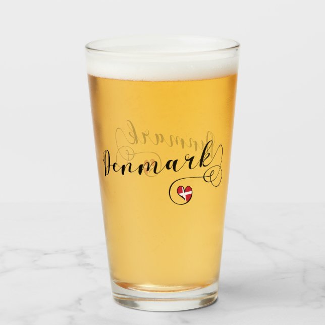 Denmark Heart, Danish Flag Glass (Back Filled)