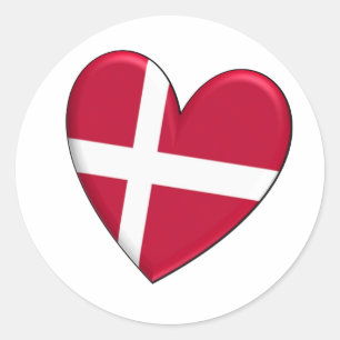 Denmark Heart Flag Classic Round Sticker