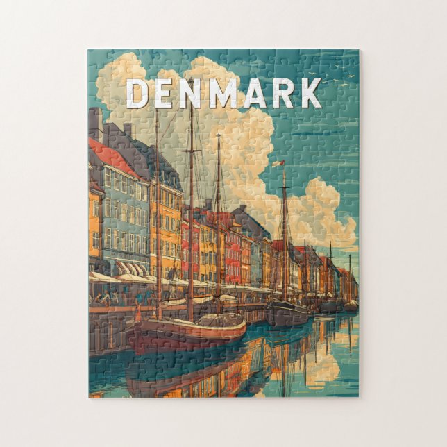 Denmark Illustration Travel Art Vintage Jigsaw Puzzle (Vertical)