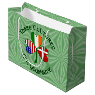 Denmark Ireland USA Shamrock Flag Personalised Large Gift Bag