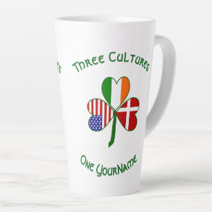 Denmark Ireland USA Shamrock Flag Personalised  Latte Mug