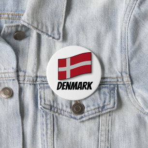 Denmark, labelled flag, 7.5 cm round badge