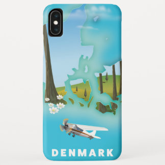 Denmark map illustrated travel poster. iPhone XS max case
