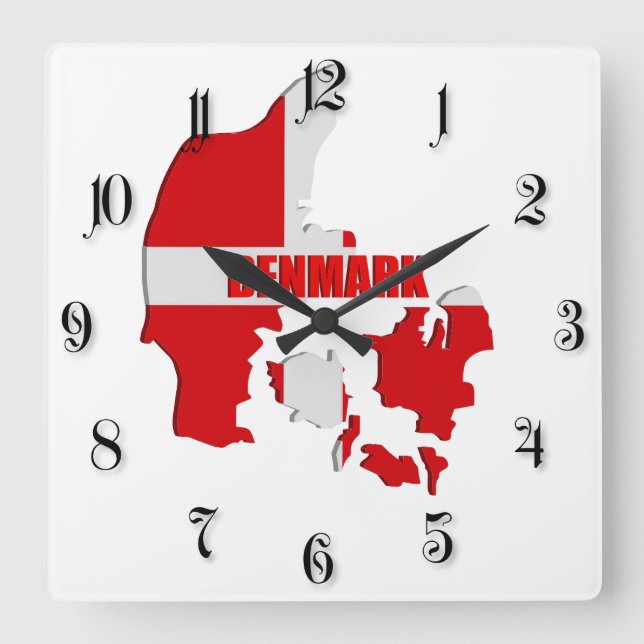 Denmark map square wall clock (Front)