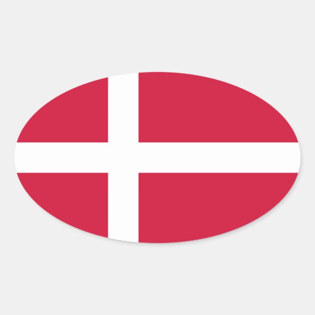 Denmark National Flag Oval Sticker (Front)