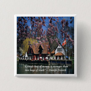 Denmark Photo & Famous Proverb 15 Cm Square Badge