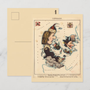 Denmark Pictorial maps Vintage Postcard