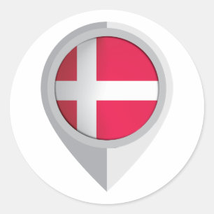 Denmark Pin Location Flag Classic Round Sticker